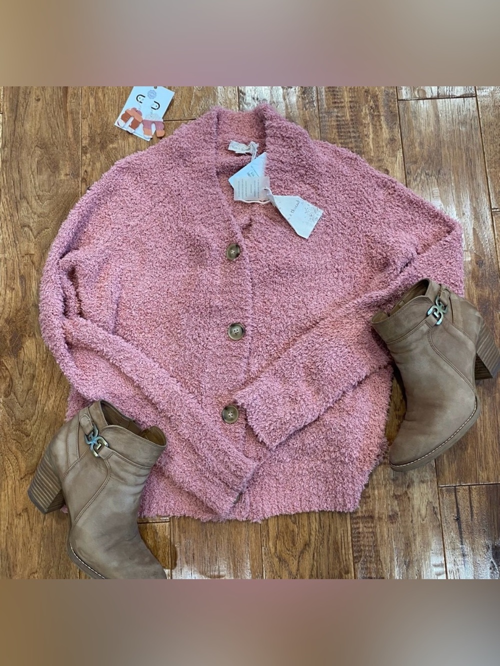 NWT Hem & Thread boutique dusty mauve cardigan sz S
